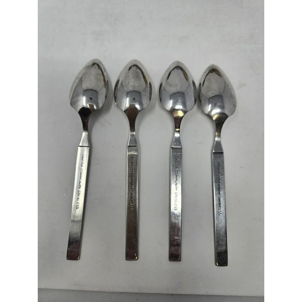 VINTAGE ONEIDA COMMUNITY STAINLESS FLATWARE SET OF 4 GRAPEFRIUT SPOONS ISABELLA
